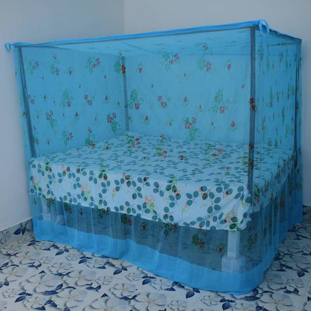 RN ENTERPRISE Cotton Adults Washable Double Bed Flower Designing (6 x 7 Feet) Mosquito Net