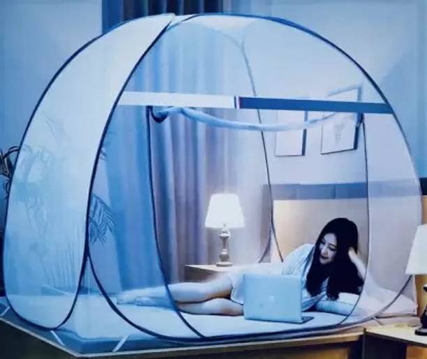 Adbra HDPE - High Density Poly Ethylene Adults Washable Polyester Adults Net Foldable King Size with Free Saviours Mosquito Net White Mosquito Net