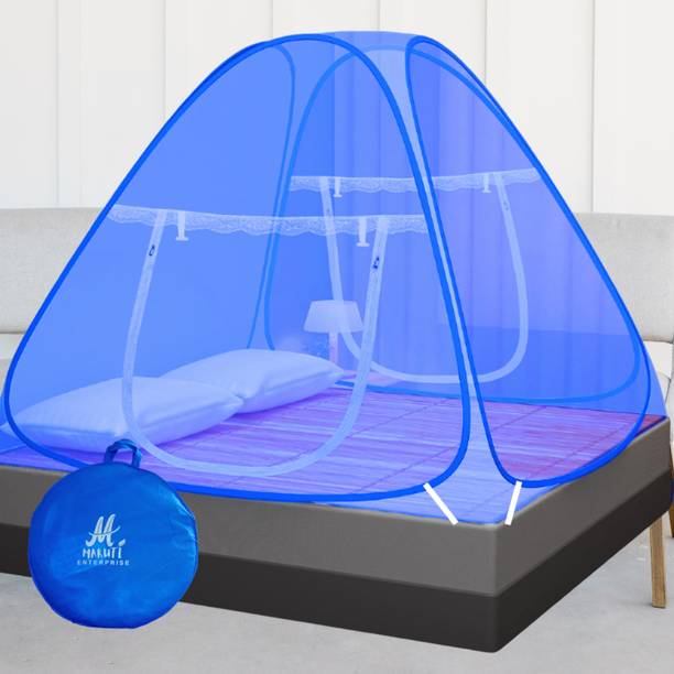 Maruti Enterprise Cotton Adults Washable ® Double Bed , King Size , Big Large Super - 6x6, 7x7, 8x8, 6x6.5 ft - Foldable Portable Insect Screen Machhardani Mosquito Net
