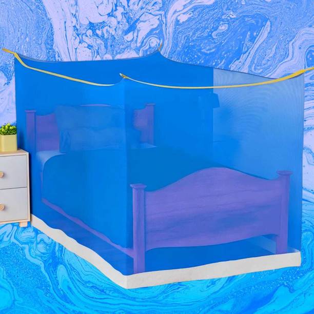 MINIKIDZ Polyester Adults Washable Double Bed Mosquito Net,(6X6.5 Feet) -Blue047 Mosquito Net