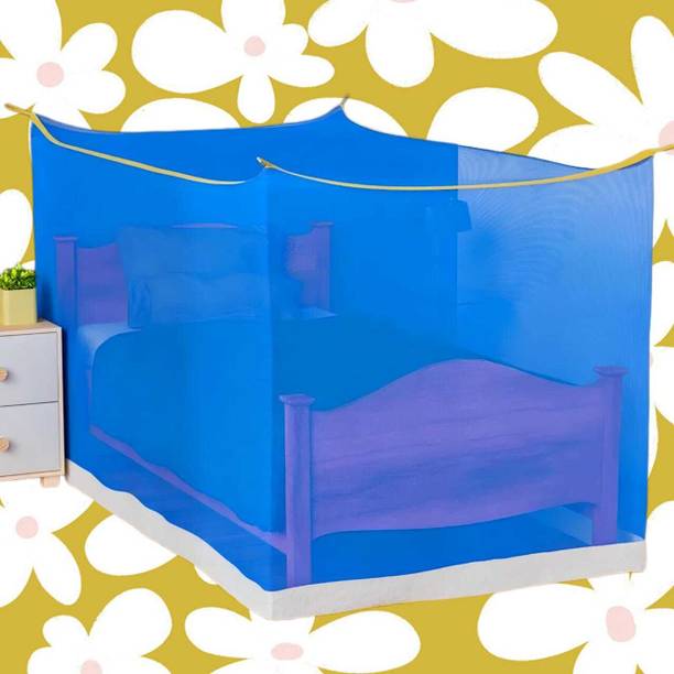 MINIKIDZ Polyester Adults Washable Double Bed Mosquito Net,(6X6.5 Feet) -Blue025 Mosquito Net