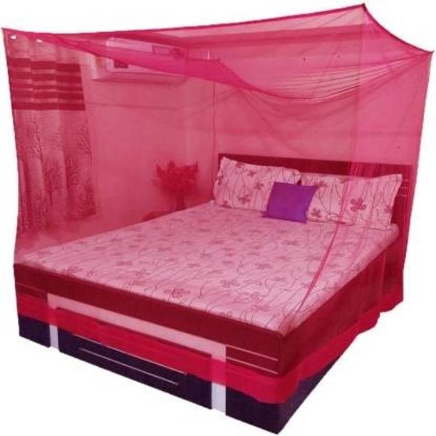 ZIMBLE Polyester Adults Washable Square Hanging (8x8) King Size Bed Mosquito Net