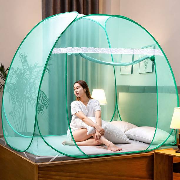 MosqShield Foldable Mosquito Net Double Bed King Size | Pop-Up Machardani with Zipper Polyester Washable Adults Mosquito Net
