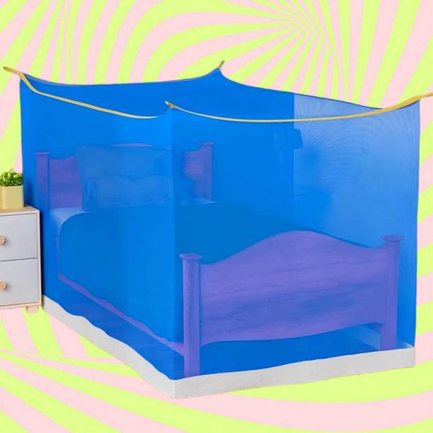 MINIKIDZ Polyester Adults Washable Double Bed Mosquito Net,(6X6.5 Feet) -Blue005 Mosquito Net