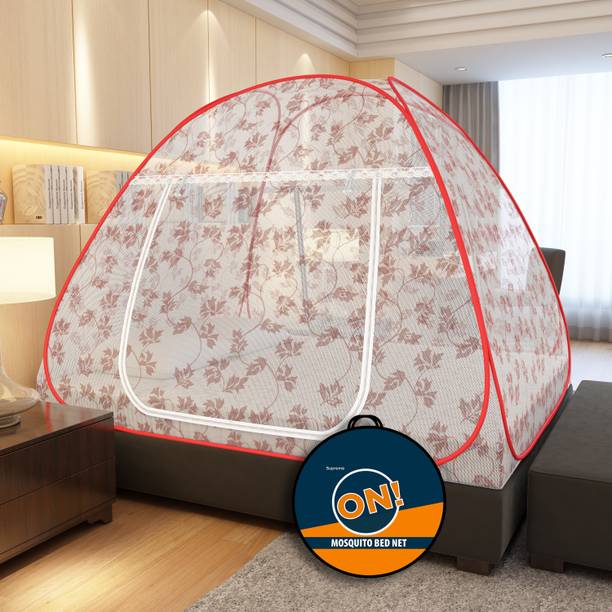 Supreme On Leaf Printed King Size Machardani,(6.5 Feet x 6.5 Feet) Polyester Washable Adults Mosquito Net