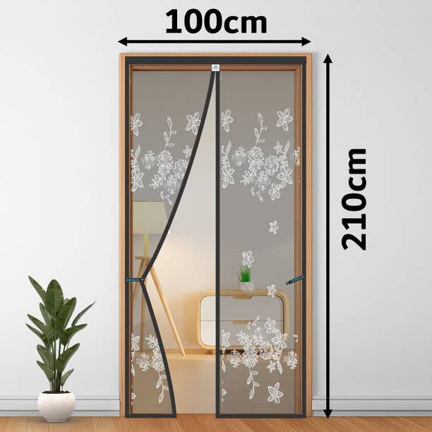 Lifekrafts Door Mosquito Net with Magnets | Color New Jacquard Grey Mosquito Polyester Washable Adults Mosquito Net