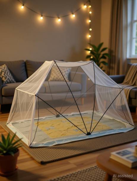 Comfortnet 60inchX78inch Cream Polyester Washable Adults Mosquito Net
