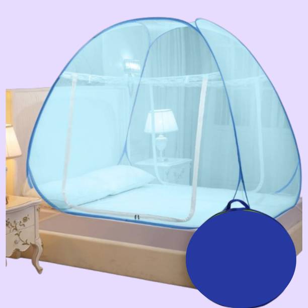 VXHAENTERPRISE Elegant Blue Mosquito Net Tent for Bedroom Polyester Washable Adults Mosquito Net
