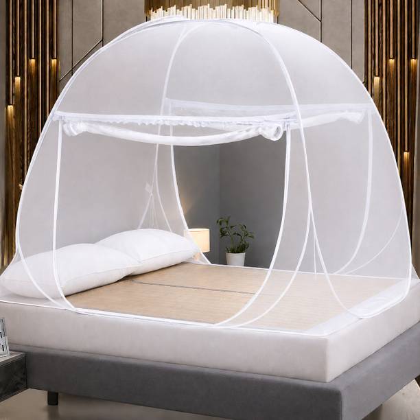 Amprar New Style One-Piece Mosquito Net with Zipper Foldable Bed Canopy for Home Use Polyester Adults Mosquito Net