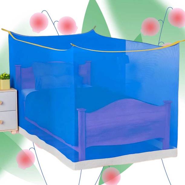 MINIKIDZ Polyester Adults Washable Double Bed Mosquito Net,(6X6.5 Feet) -Blue105 Mosquito Net