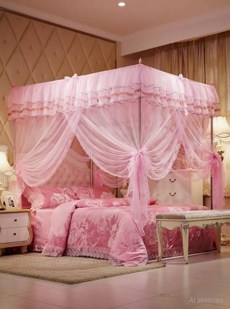 GROWTAIL INDIA MOSQUITO NET FOR DUAL BED CANOPY Polyester Washable Adults Mosquito Net
