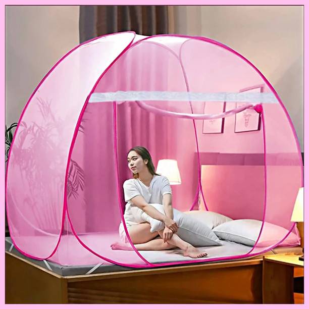 RJCARE Premium Foldable Double Bed Mosquito Net for King/Queen Size Bed Polyester Washable Adults Mosquito Net
