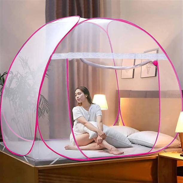 ANIRUDHA Polyester Adults Washable Mosquito Net for Double Bed King Size, Polyester, Foldable, Strong 30GSM Mosquito Net