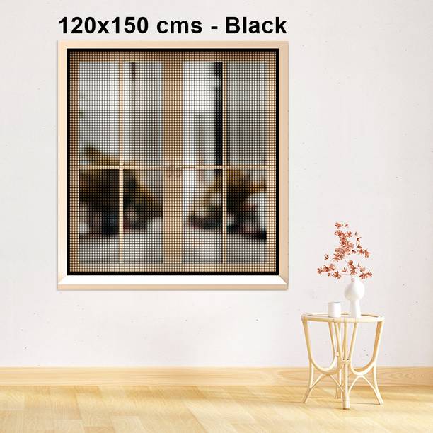 Classic Mosquito Net Fibre Adults Washable Pre Stiched Window net for Mosquito Protection with self Adhesive hook & loop tape (120 cm X 150 cm) Mosquito Net