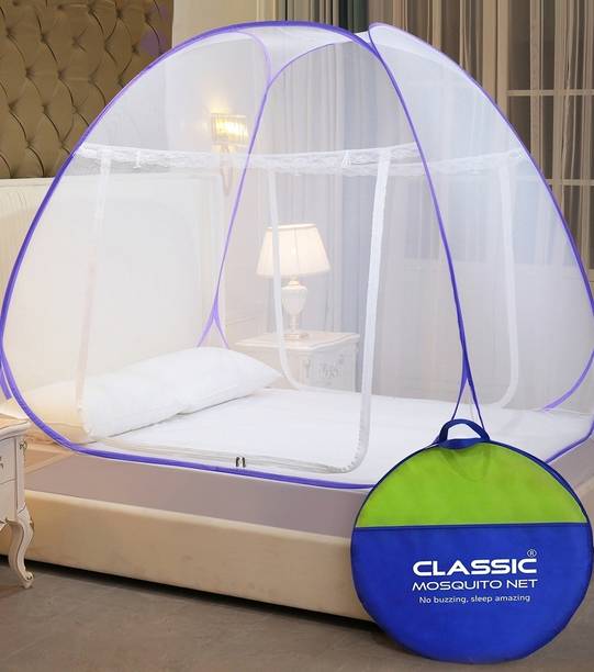 क्लासिक मॉस्कीटो नेट Foldable for Double & King Size Bed -(200*200*145 CM) पॉलिएस्टर के लिए बनाया गया मॉस्कीटो नेट