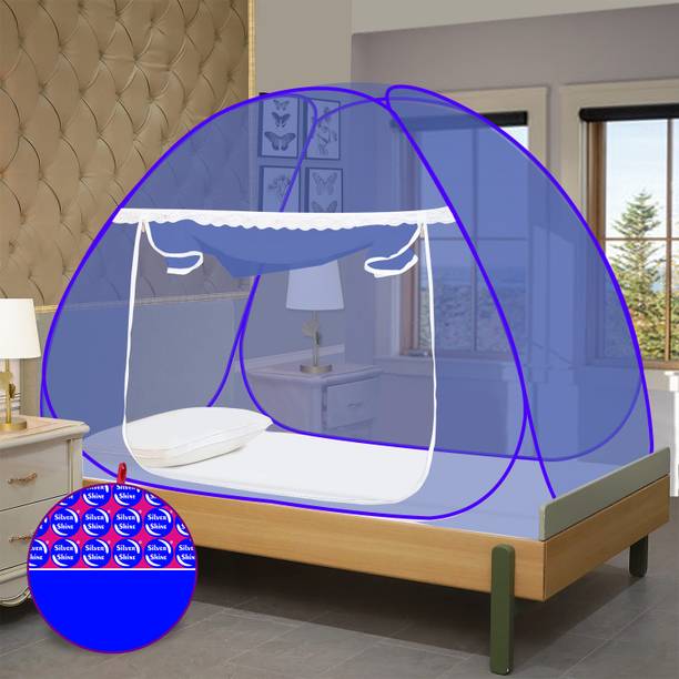 SILVER SHINE Polyester Adults Washable Polyester Foldable for Single Bed Mosquito Net Mosquito Net