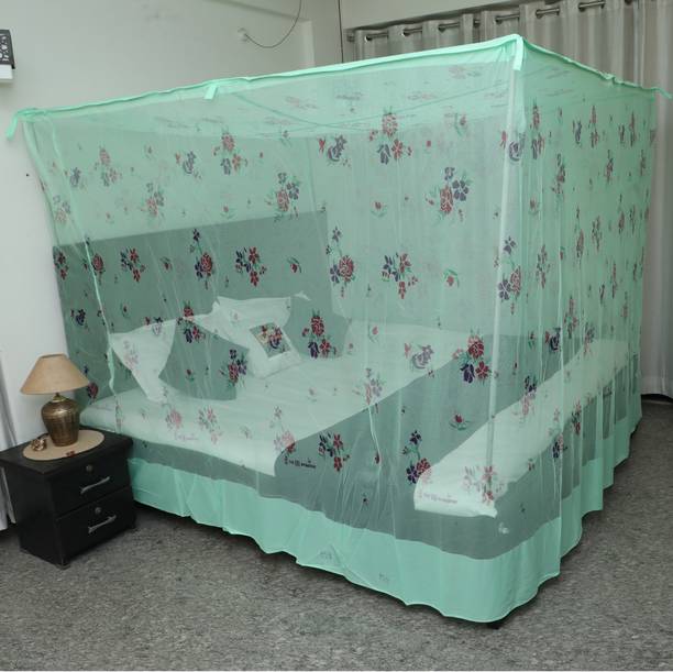 embossed Luxury Mosquito Net for Bed Canopy | Cotton | Premium Machardani | Printed (7x8) Cotton Washable Adults Mosquito Net