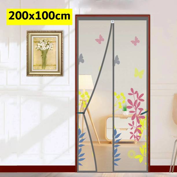 Lifekrafts Door with Magnets | Color Floral Pattern with Background | Polyester Washable Adults Mosquito Net