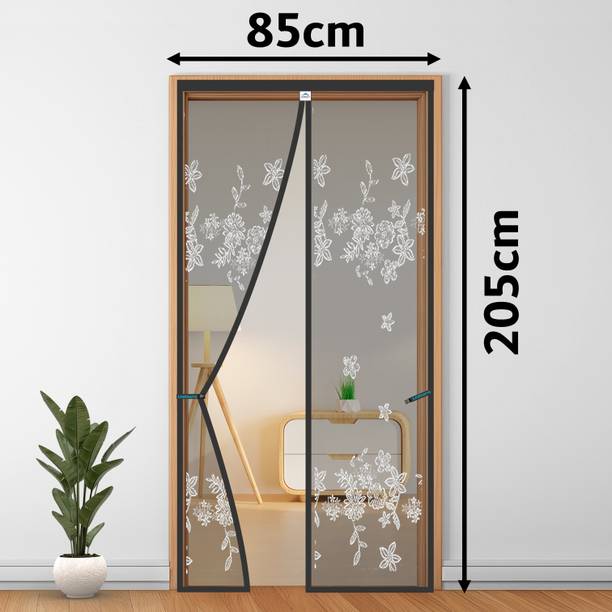 Lifekrafts Polyester Adults Washable Door Mosquito Net with Magnets | Color New Jacquard Grey Mosquito Mosquito Net
