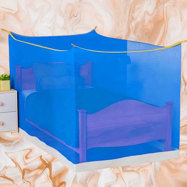 MINIKIDZ Polyester Adults Washable Double Bed Mosquito Net,(6X6.5 Feet) -Blue069 Mosquito Net