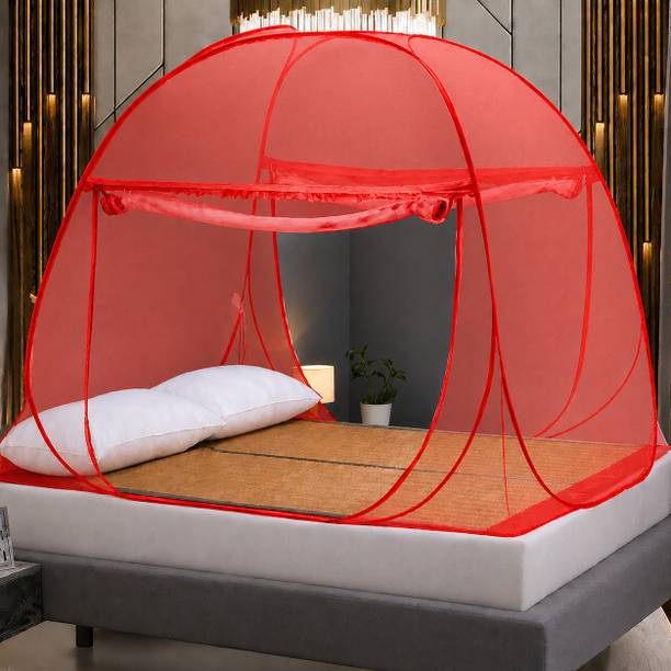 Amprar New Style One-Piece Mosquito Net with Zipper Foldable Bed Canopy for Home Use Polyester Adults Mosquito Net