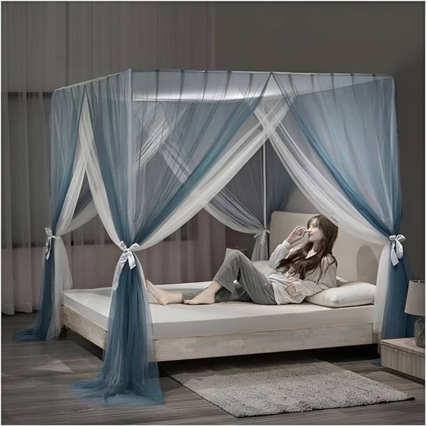 Newnet 4 Corner Canopy Summer Double Mosquito Net Bed Double Bed room Curtain Polyester Washable Adults Mosquito Net