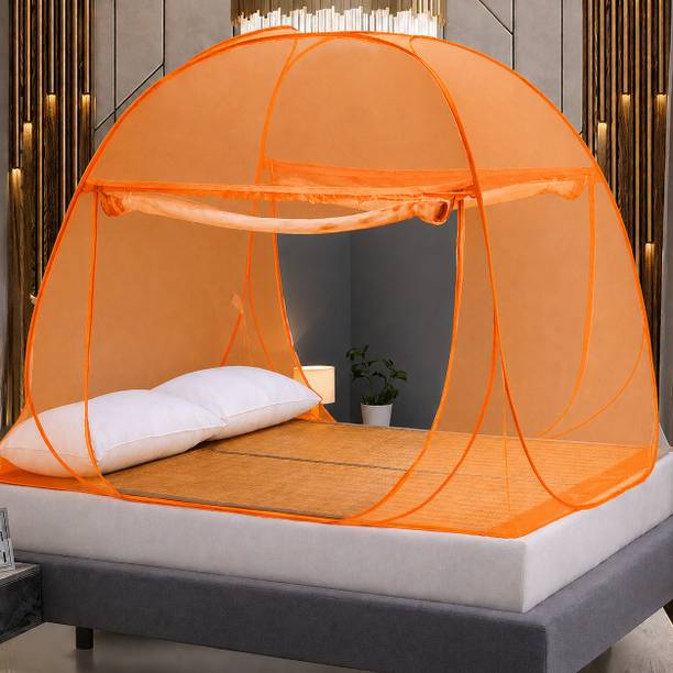 Amprar New Style One-Piece Mosquito Net with Zipper Foldable Bed Canopy for Home Use Polyester Adults Mosquito Net