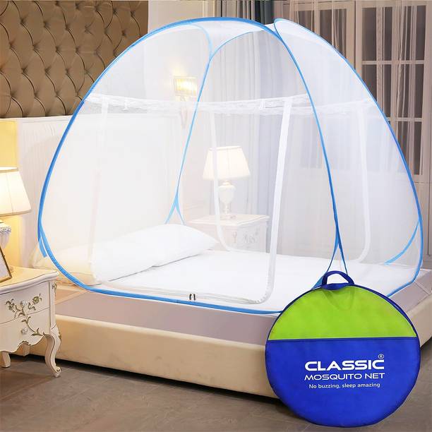 क्लासिक मॉस्कीटो नेट Foldable for Double & King Size Bed - (200*200*145 CM) पॉलिएस्टर के लिए बनाया गया मॉस्कीटो नेट