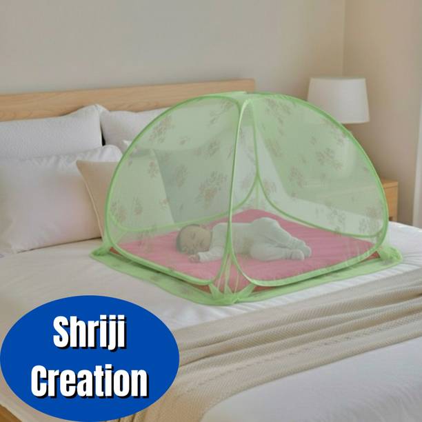 shriji creation Foldable Baby Mosquito Net For 0 to 36 Months Old baby with 3ftx3ftx2.5ft Size Polyester Washable Kids Mosquito Net