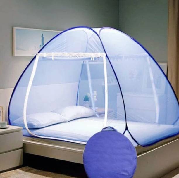 Privine Polyester Adults Washable Polyester Washable Blue Mosquito Net-Foldable King Size,Double Bed,Queen Size. Mosquito Net