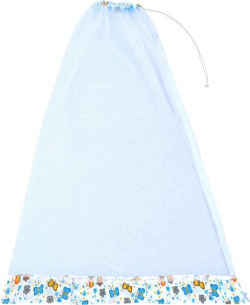 Younique Cotton Infants Washable Mosquito Net for Baby Cradle / Mosquito Net For Baby Jhula / Baby Swing with Zip Opening (0-3 Yrs) - Blue Butterfly Mosquito Net