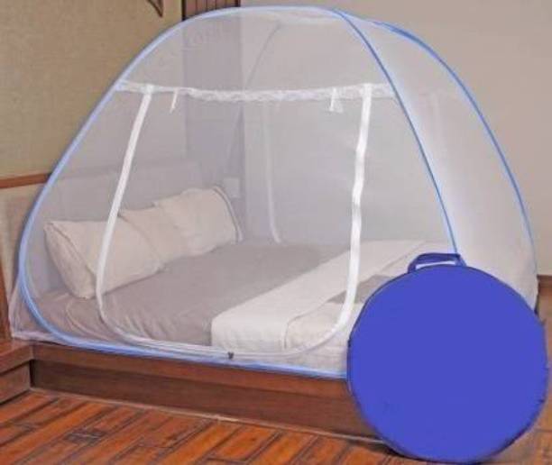 FurShine HDPE - High Density Poly Ethylene Adults Washable Adults Folding King Size Bed Double Bed Blue Mosquito Net