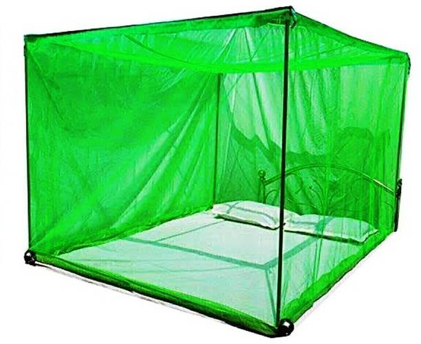 NEALEXKLUSIVE HDPE - High Density Poly Ethylene Adults Washable Nylon Mosquito Net For Double Bed Green Color Size Of - 8 x 7 FT (L x W ) Mosquito Net