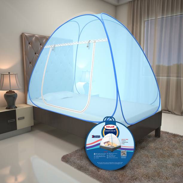 Kolar Full Blue 6 Feet x 4 Feet Premium Single Bed Machardani, Strong and Foldable Polyester Washable Adults Mosquito Net