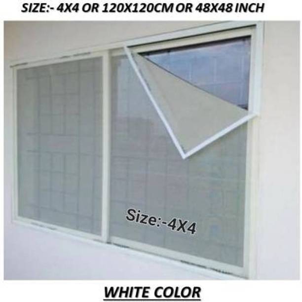 ZIMBLE Cotton Adults Washable Window Net Mesh 120 GSM Insect Net, White, 4x4 ft Window Mosquito Stitched Net Mosquito Net