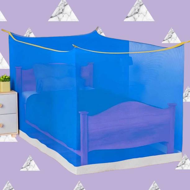 MINIKIDZ Polyester Adults Washable Double Bed Mosquito Net,(6X6.5 Feet) -Blue081 Mosquito Net