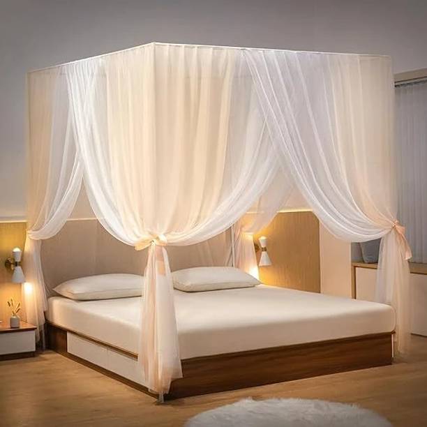 Castle Mosquito Net 4 Corner Canopy Decorative Princess Square Machhardani Polyester Washable Adults Mosquito Net