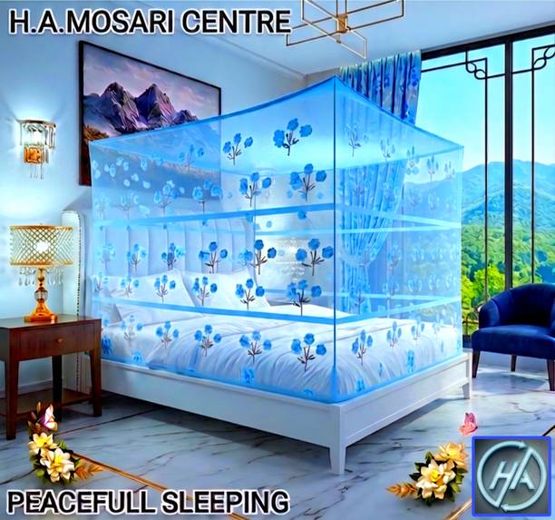 H A MOSARI CENTRE H A MOSARI 6X7 BLUE ROSE HDPE - High Density Poly Ethylene Washable Adults Mosquito Net