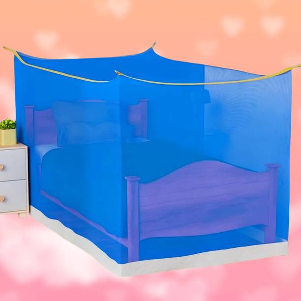 MINIKIDZ Polyester Adults Washable Double Bed Mosquito Net,(6X6.5 Feet) -Blue002 Mosquito Net
