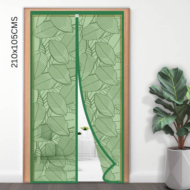 TurtleGrip Polyester Adults Washable Door Mosquito Net with Full Frame Main Doors, New Leaf Design Mosquito Net