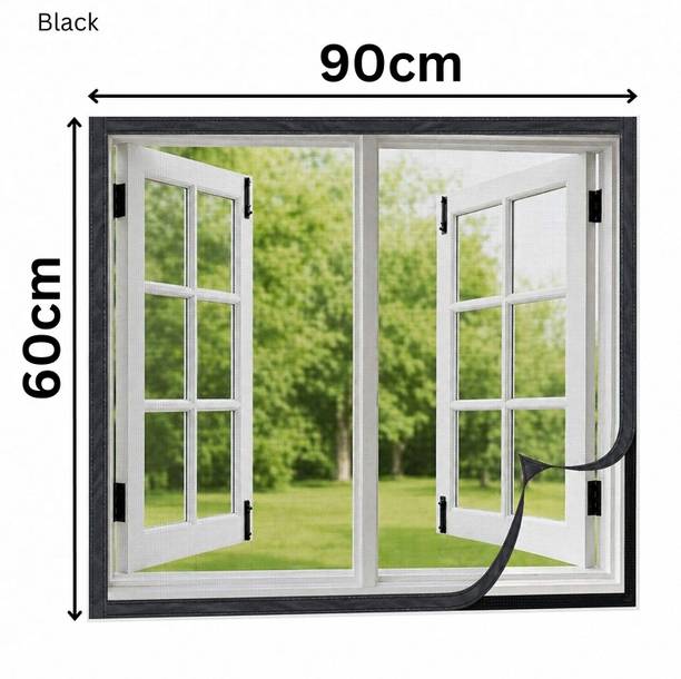 Lifekrafts Readymade Window Net with Self-Adhesive Hook Tape | 80GSM, Fits All Types Window Polyester Washable Adults Mosquito Net