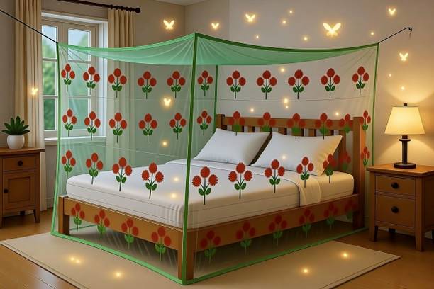 FB enterprise Exclusive Designer doubble Bed Canopy Net – Ultimate Comfort & Protection HDPE - High Density Poly Ethylene Washable Adults Mosquito Net