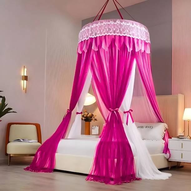 Castle Mosquito net Ceiling, Bed Hanging Canopy for Single to King Size, Machhardani Polyester Washable Adults Mosquito Net