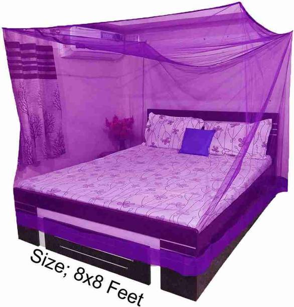 ZIMBLE Nylon Adults Washable Red mosquito net king size bed 10x6.5 ft hanging folding machardani Mosquito Net