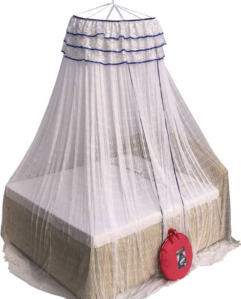 Homecute Embroidery Decorative Canopy with Embroidery lase Hanging Double Bed Mosquito Net Polyester Washable Adults Mosquito Net