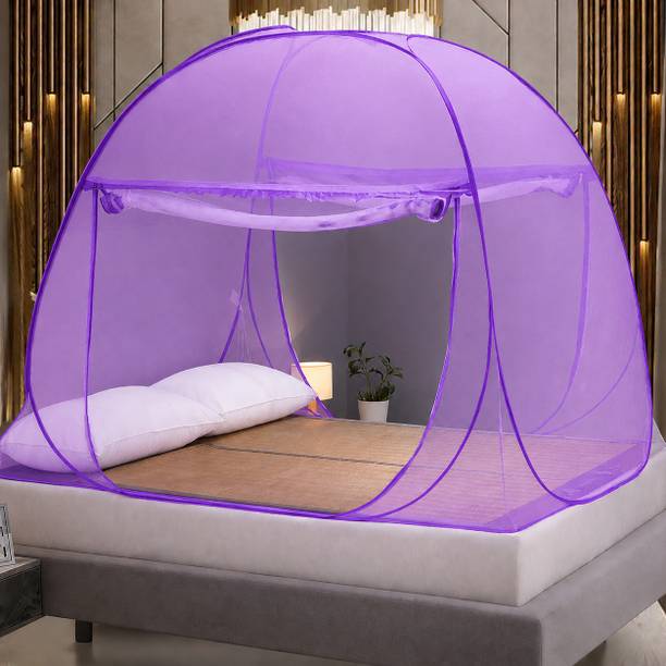 Amprar New Style One-Piece Mosquito Net with Zipper Foldable Bed Canopy for Home Use Polyester Adults Mosquito Net