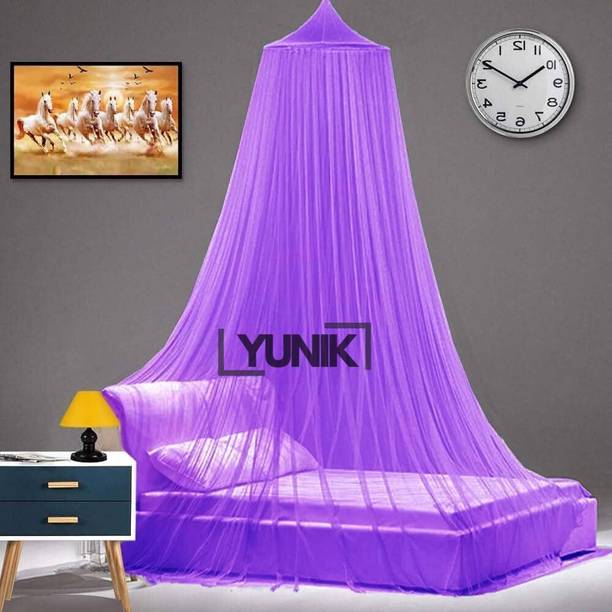 Yunik Premium Hanging Net Canopy for Double, King and Queen Size Beds Elegant Bed Cotton Washable Adults Mosquito Net