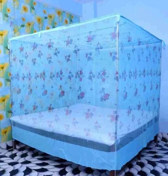 nisha enterprise Flower Printed Double Bed size mosquito net HDPE - High Density Poly Ethylene Washable Adults Mosquito Net