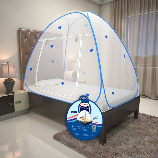 Kolar Premium 6.5 Feet x 4 Feet Single Bed Machardani With Heart, Single Bed Polyester Washable Adults Mosquito Net