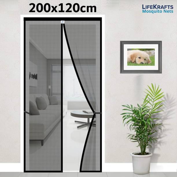 Lifekrafts 120 GSM Fiberglass Magnetic Door Fibre Washable Adults Mosquito Net